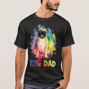 Färgfull Pug Pappa Funny Pug Hund älskare Lycklig  T Shirt
