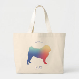 Färgfull Pug Silhouette Jumbo Tygkasse