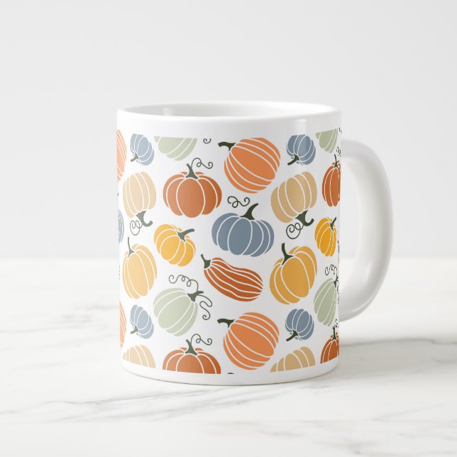 Färgfull Pumpkin Gourd Mönster Jumbo Mugg (Framsida höger)