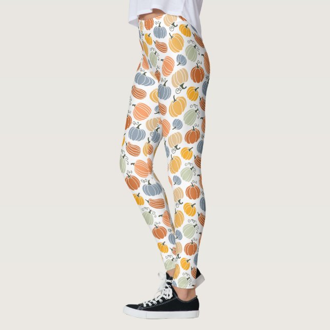 Färgfull Pumpkin Gourd Mönster Leggings (Vänster)
