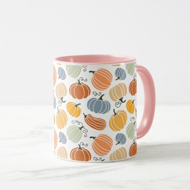 Färgfull Pumpkin Gourd Mönster Mugg (Framsida höger)