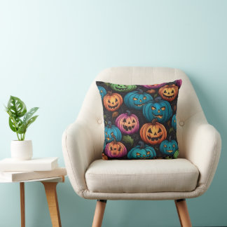 Färgfull Pumpkin Halloween Mönster Kudde