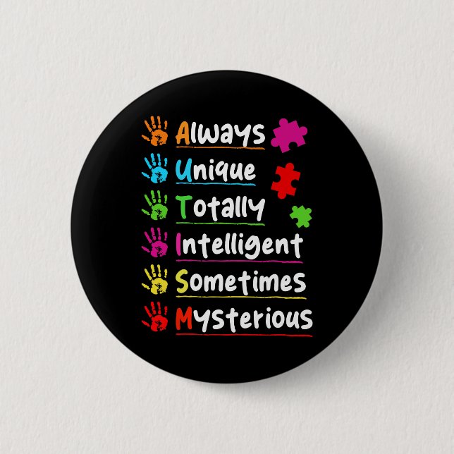 Färgfull puzzle Autism Awareness Tally Intellige Knapp (Framsida)