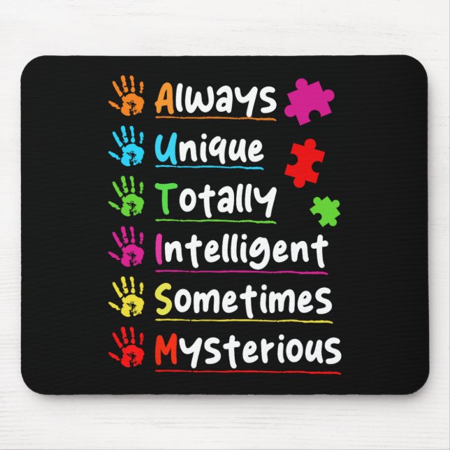 Färgfull puzzle Autism Awareness Tally Intellige Musmatta (Framsidan)