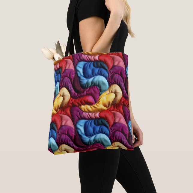 Färgfull Quilted Fabric Mönster Tygkasse (Närbild)