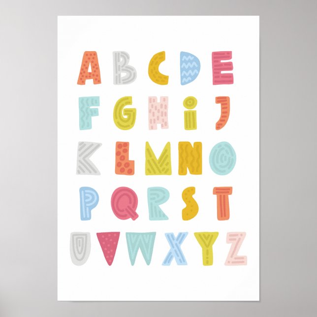Färgfull Quirky Alphabet Poster (Framsidan)