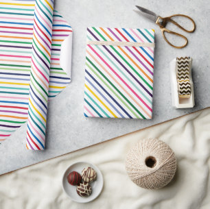 Färgfull Rand Art Mönster på Crisp White Presentpapper