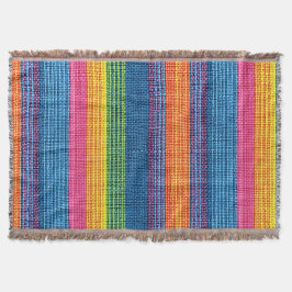 Färgfull Rand Faux Denim Struktur Filt