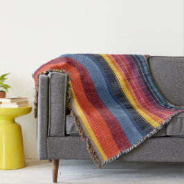 Färgfull Rand Faux Denim Struktur Filt