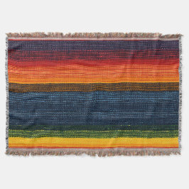 Färgfull Rand Faux Denim Struktur Filt