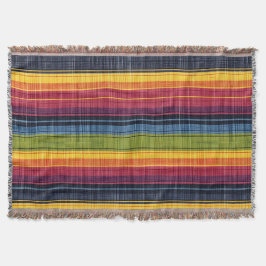 Färgfull Rand Faux Denim Struktur Filt