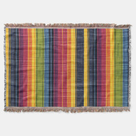 Färgfull Rand Faux Denim Struktur Filt