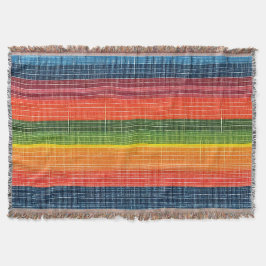 Färgfull Rand Faux Denim Struktur Filt