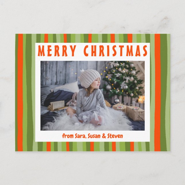 Färgfull Rand-Helgdag med minimal ANPASSNINGSBAR-F Vykort (Framsida)