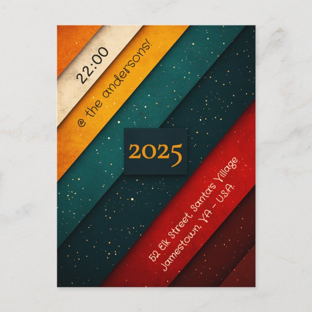 Färgfull Rand jul Party Helg Vykort (Framsida)