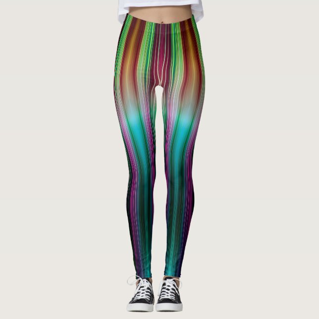 Färgfull rand mönster leggings (Framsida)