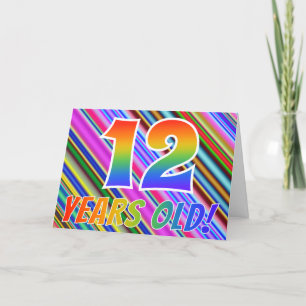 Färgfull Rand + Rainbow Mönster "12 år gammal!" Kort