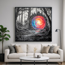 Färgfull Realm Portal - Fantasy Illustration Stil