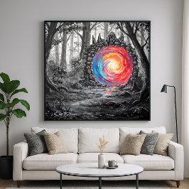 Färgfull Realm Portal - Fantasy Illustration Stil Poster