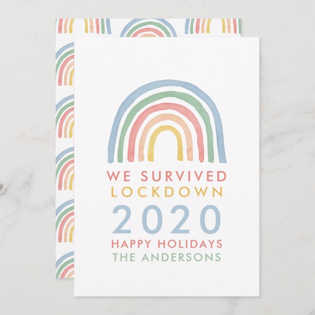 Färgfull regnbåge jul vi överlevde låsning (Fram/baksida)