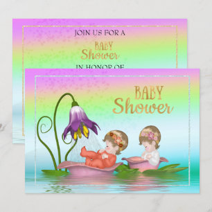 Färgfull regnbåge Lily Baby Shower-inbjudan Inbjudningar