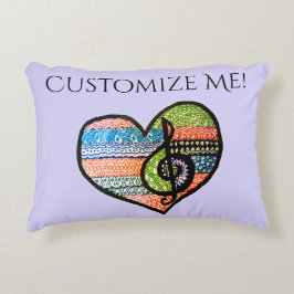 Färgfull regnbåge Musikhjärtdocka för anpassning Prydnadskudde