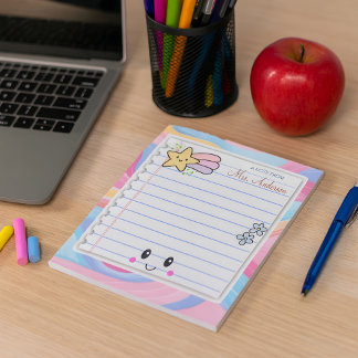 Färgfull regnbåge Pastel Teacher-uppskattning Anteckningsblock