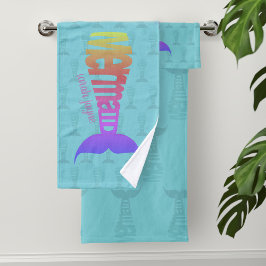 Färgfull regnbåge Sjöjungfru Aqua Bath Towel Set