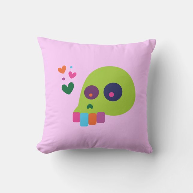 Färgfull regnbåge Skull Kudde (Framsida)