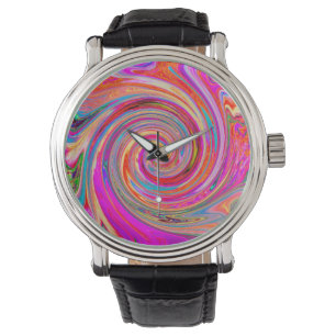 Färgfull regnbåge Swirl Retro Abstract Design Armbandsur