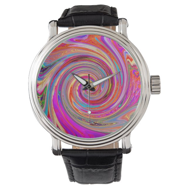 Färgfull regnbåge Swirl Retro Abstract Design Armbandsur (Framsida)