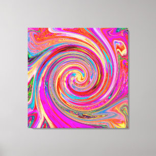 Färgfull regnbåge Swirl Retro Abstract Design Canvastryck