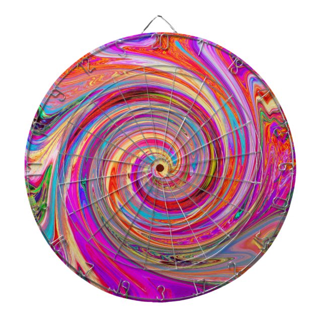 Färgfull regnbåge Swirl Retro Abstract Design Darttavla (Framsidan)