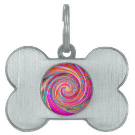 Färgfull regnbåge Swirl Retro Abstract Design ID-bricka Husdjur