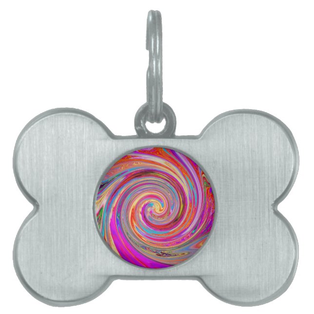 Färgfull regnbåge Swirl Retro Abstract Design ID-bricka Husdjur (Framsidan)