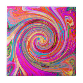 Färgfull regnbåge Swirl Retro Abstract Design Kakelplatta