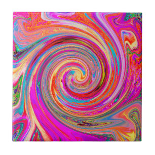 Färgfull regnbåge Swirl Retro Abstract Design Kakelplatta