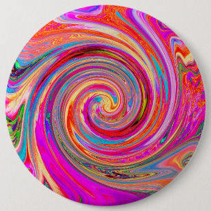 Färgfull regnbåge Swirl Retro Abstract Design Knapp