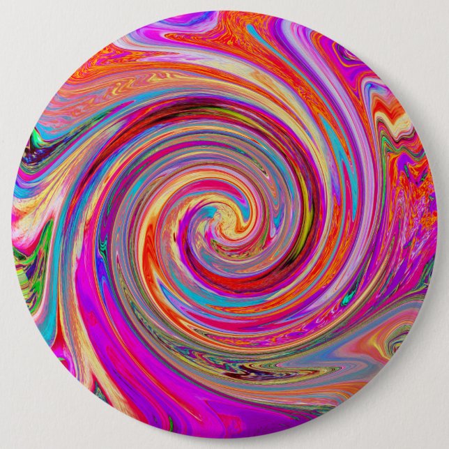 Färgfull regnbåge Swirl Retro Abstract Design Knapp (Framsida)