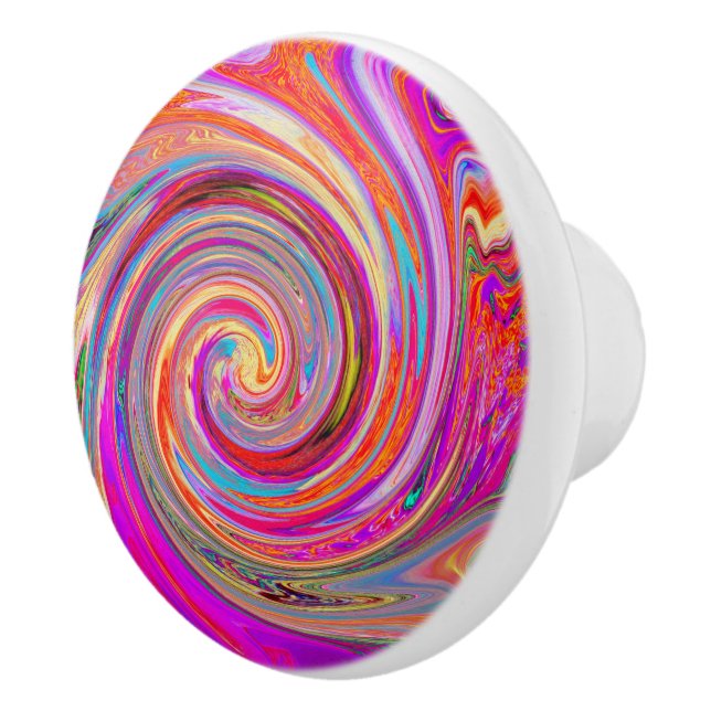 Färgfull regnbåge Swirl Retro Abstract Design Knopp (Höger)