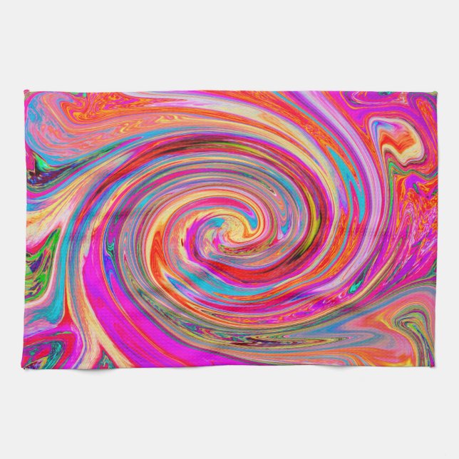 Färgfull regnbåge Swirl Retro Abstract Design Kökshandduk (Horisontell)