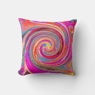 Färgfull regnbåge Swirl Retro Abstract Design Kudde