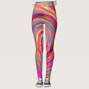 Färgfull regnbåge Swirl Retro Abstract Design Leggings