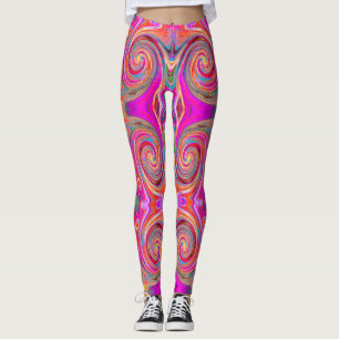 Färgfull regnbåge Swirl Retro Abstract Design Leggings