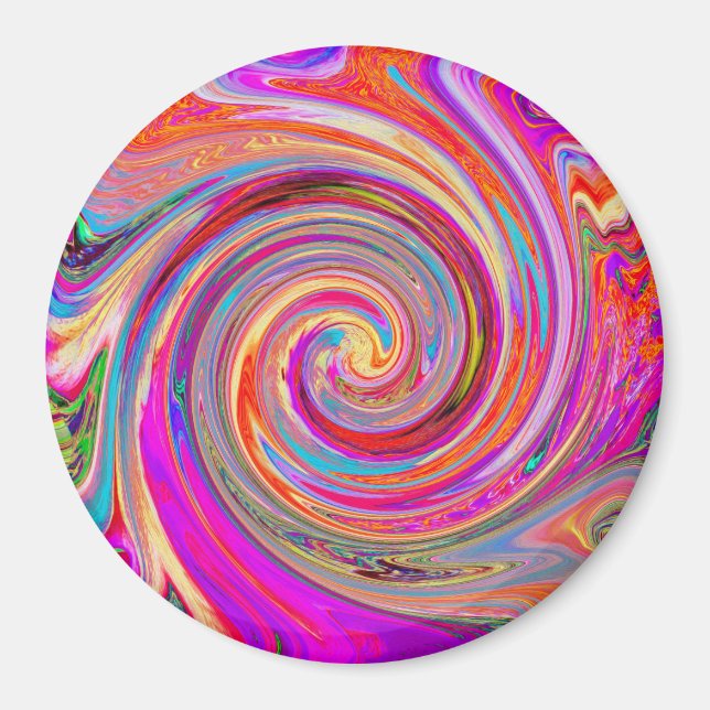 Färgfull regnbåge Swirl Retro Abstract Design Magnet (Framsidan)