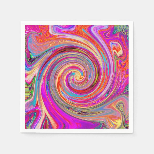 Färgfull regnbåge Swirl Retro Abstract Design Pappersservett (Framsidan)