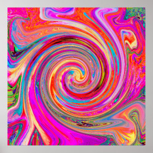 Färgfull regnbåge Swirl Retro Abstract Design Poster