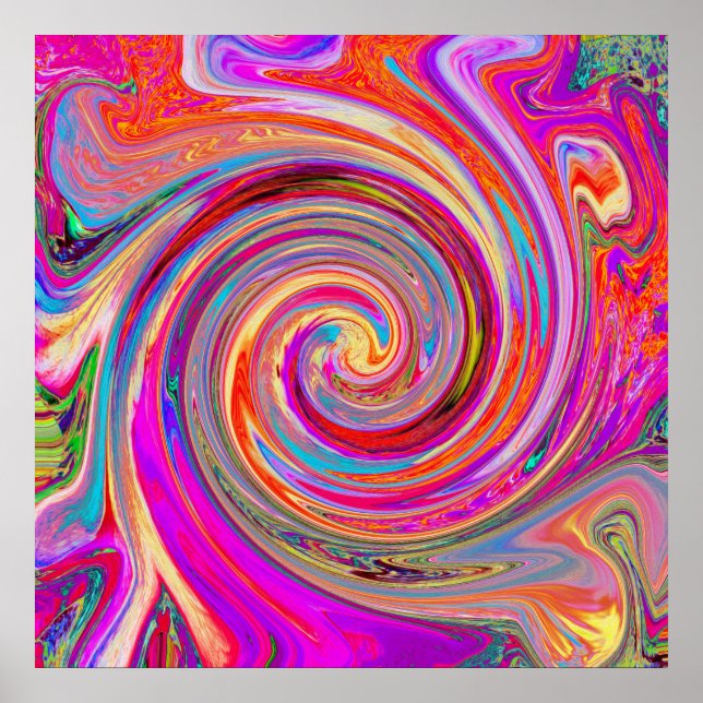 Färgfull regnbåge Swirl Retro Abstract Design Poster (Framsidan)