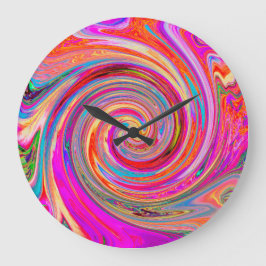Färgfull regnbåge Swirl Retro Abstract Design Stor Klocka