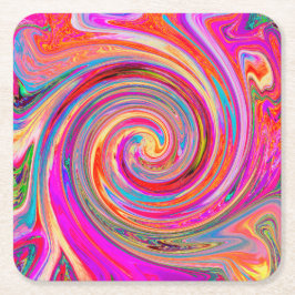 Färgfull regnbåge Swirl Retro Abstract Design Underlägg Papper Kvadrat